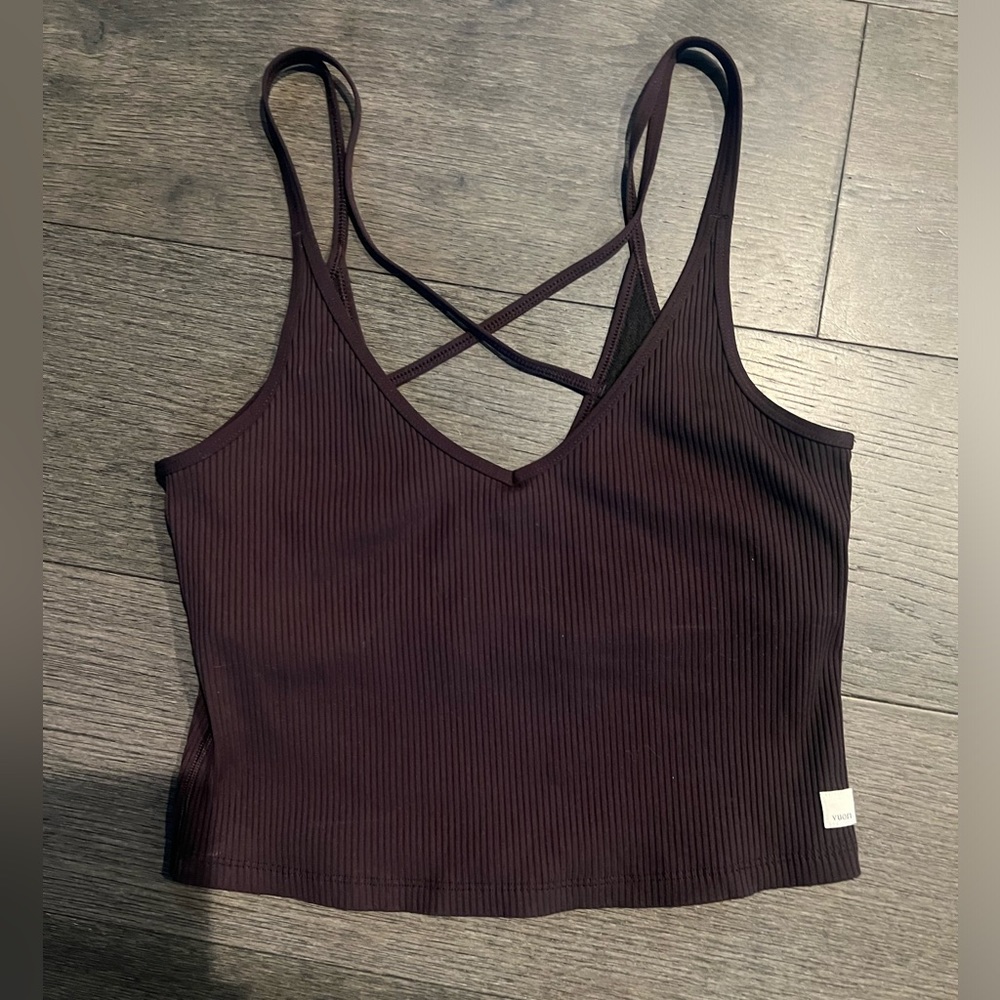 Vuori Studio Rib Crop Tank | Dark Cherry | Size Large like new!